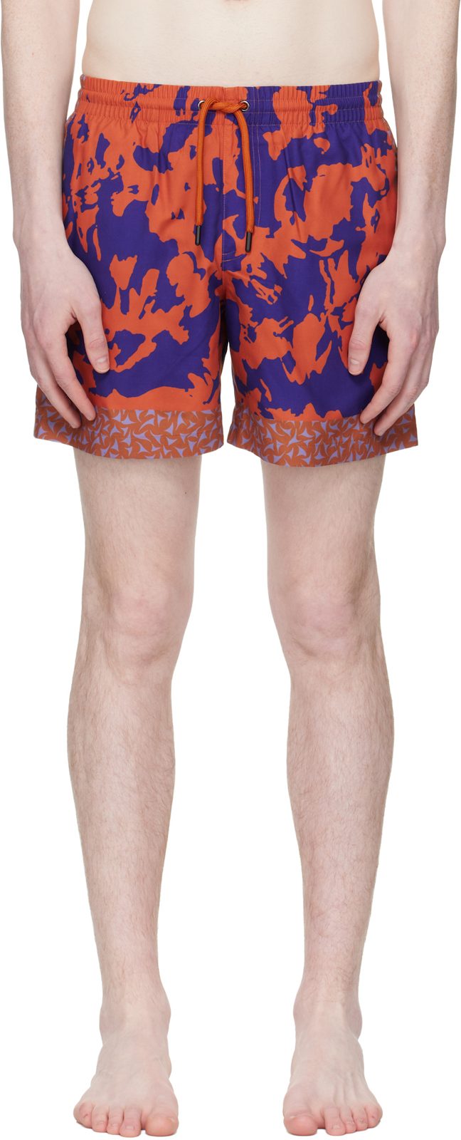 Orange & Purple Printed Swim Shorts 261358M208002