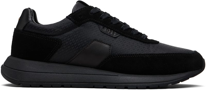 Black Suede Trim Sneakers 261085M237048