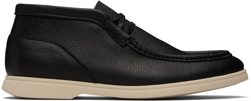 Black Tumbled Leather Desert Boots 261085M224003