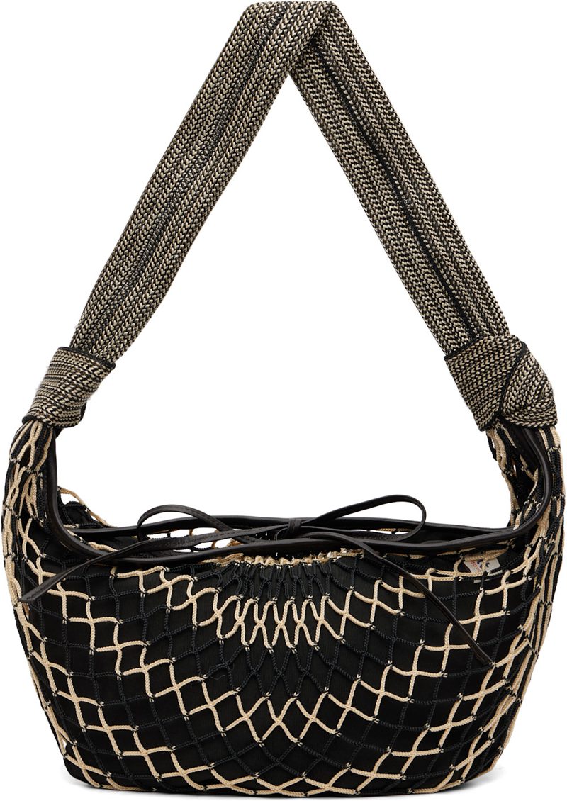Beige & Black Fortune Croissant Filt Bag 261646F048097