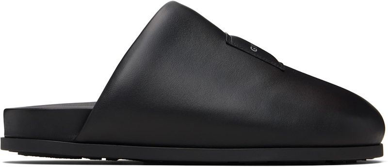 Black Puffy Nappa Leather Mule Loafers 261278M231002