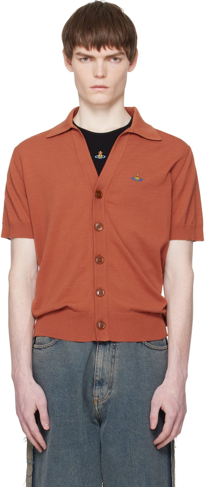 Orange Polo Cardigan 261314M200003