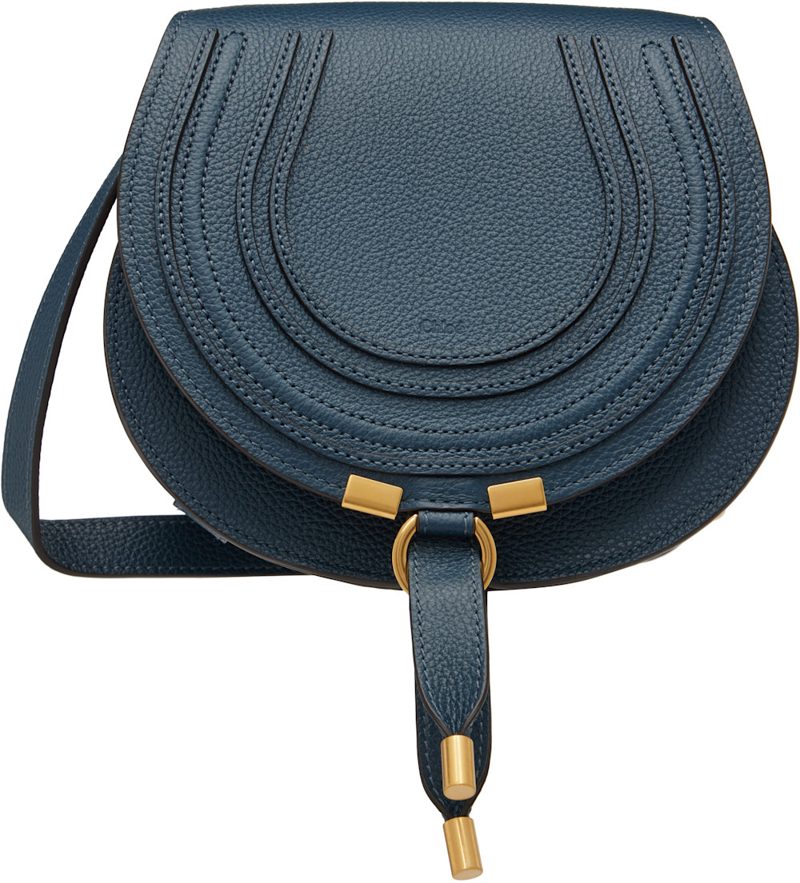Chloe Navy Grained Leather Small Marcie Saddle Bag 261338F048010