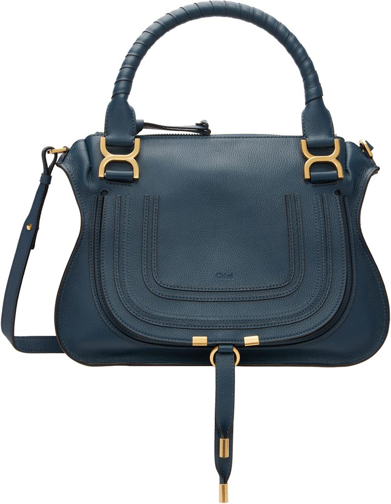 Chloe Navy Grained Leather Marcie Bag 261338F048012