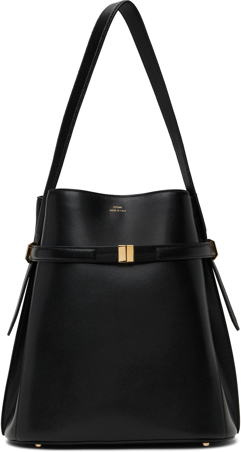 TOTEME Black Belted Leather Bucket Bag 252771F048002