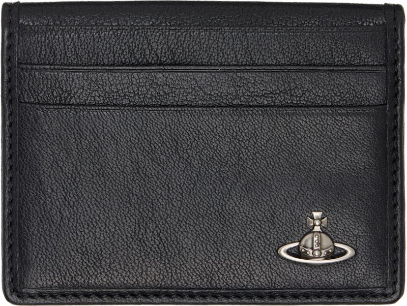 Black Bifold Leather Man Card Holder 261314M163089