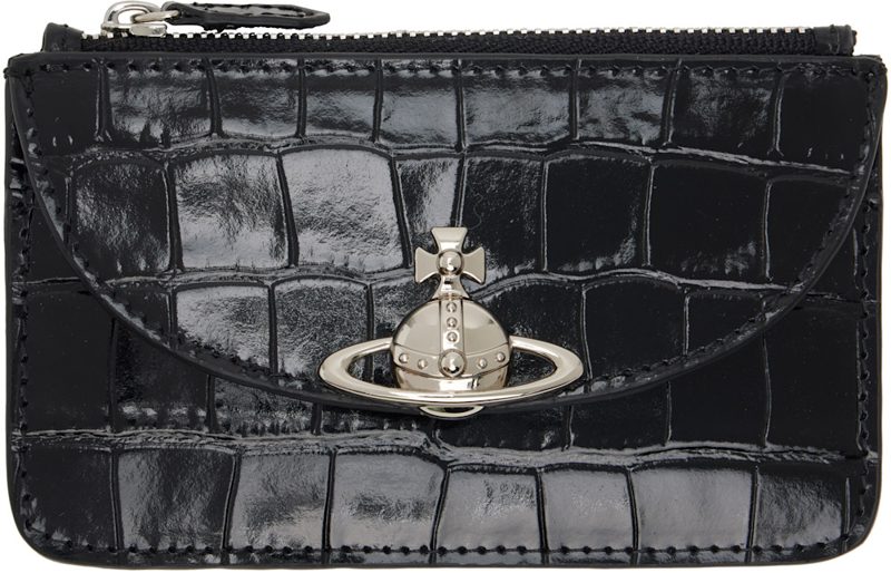 Black Half Moon Card Holder 261314M163055
