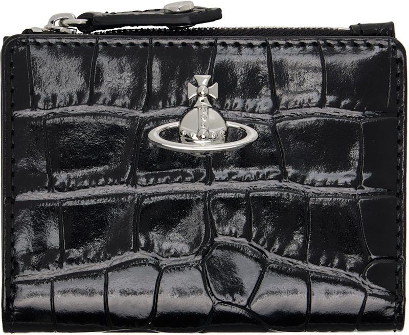 Black Slim Flap Card Holder 261314M163054