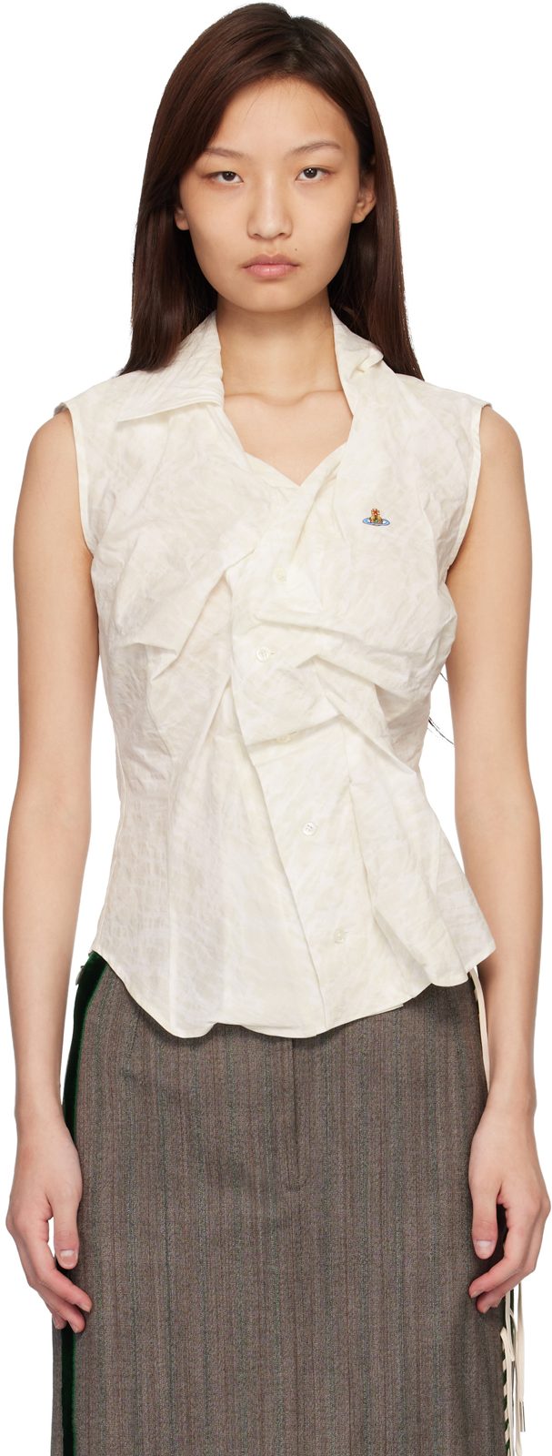 오프화이트 Short Sleeve Drunken Shirt 261314F111031