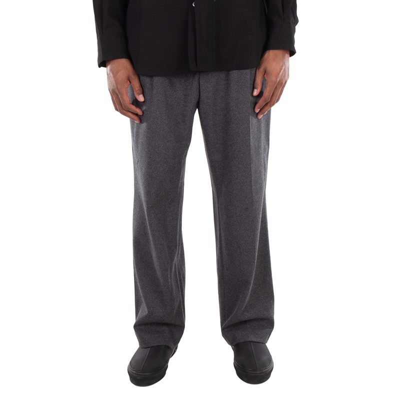 Hugo [보스] Grey Wool Straight Wide-Leg Pants