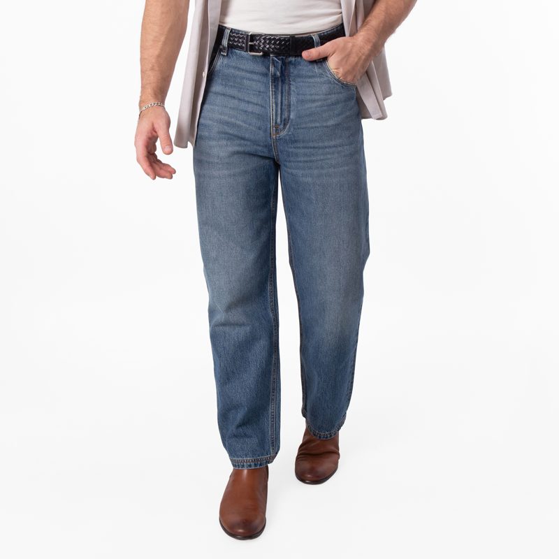 Mens Straight-Cut Long Jeans