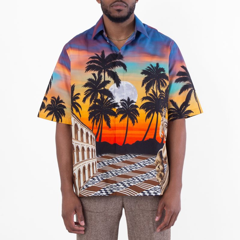 Mens Multicoloured Printed Poplin Shirt