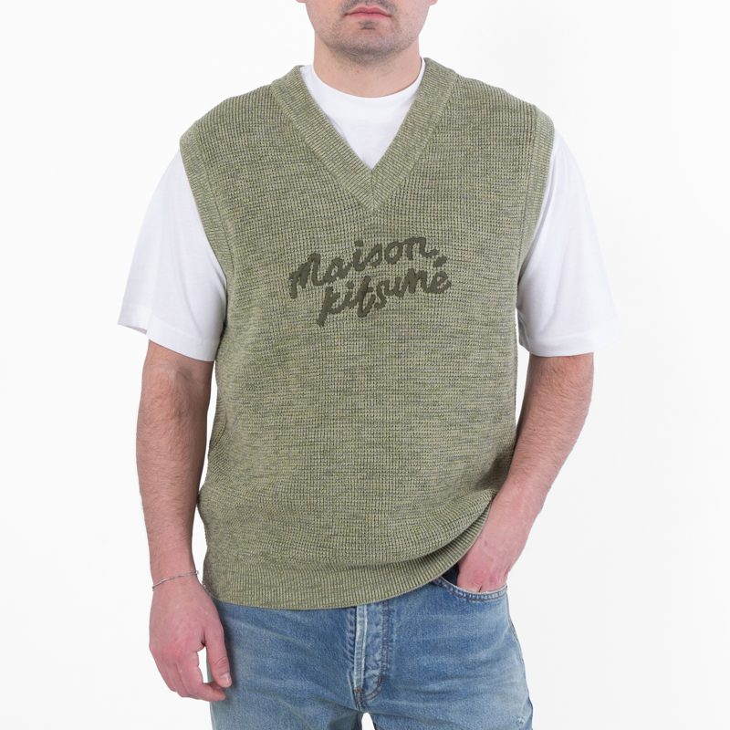 Maison Kitsune Embroidered Logo Sleeveless Sweater