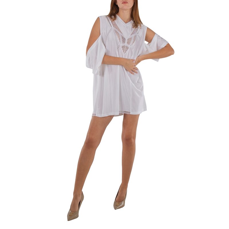 Reconstructed Lace Panel T-Shirt Dress