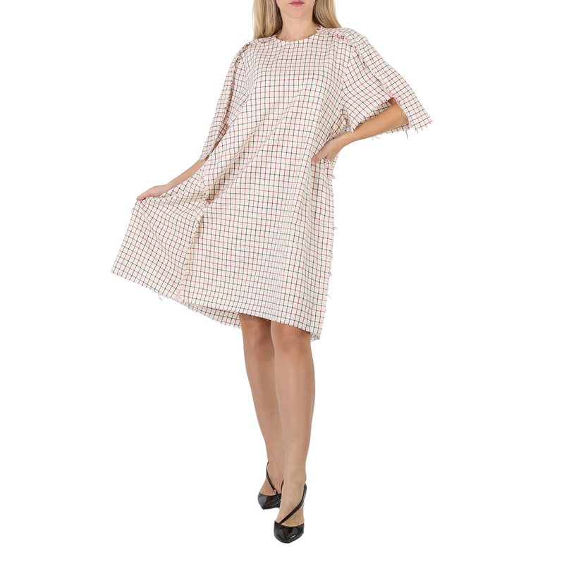 메종 마르지엘라 Ladies Ecru All-Over Checkered Shirt Dress