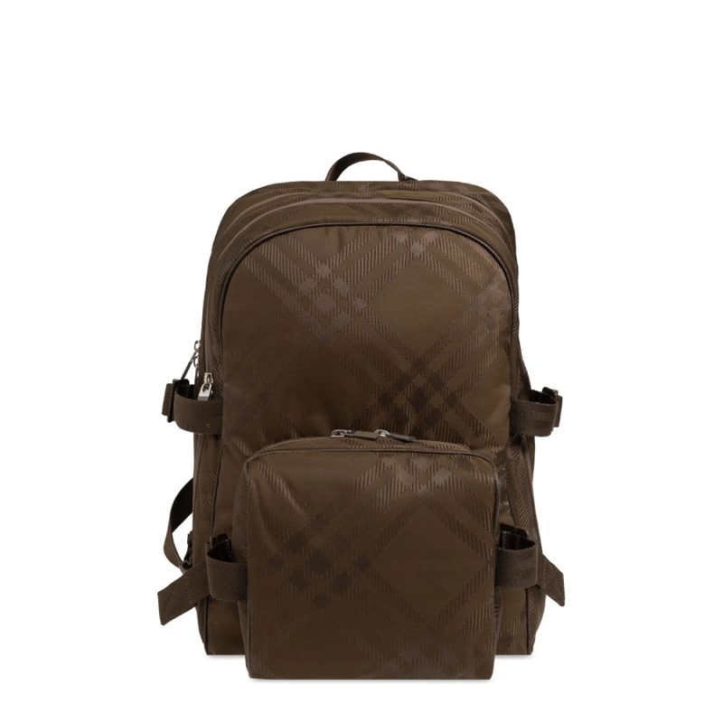 Checked Jacquard Zipped-Up Backpack