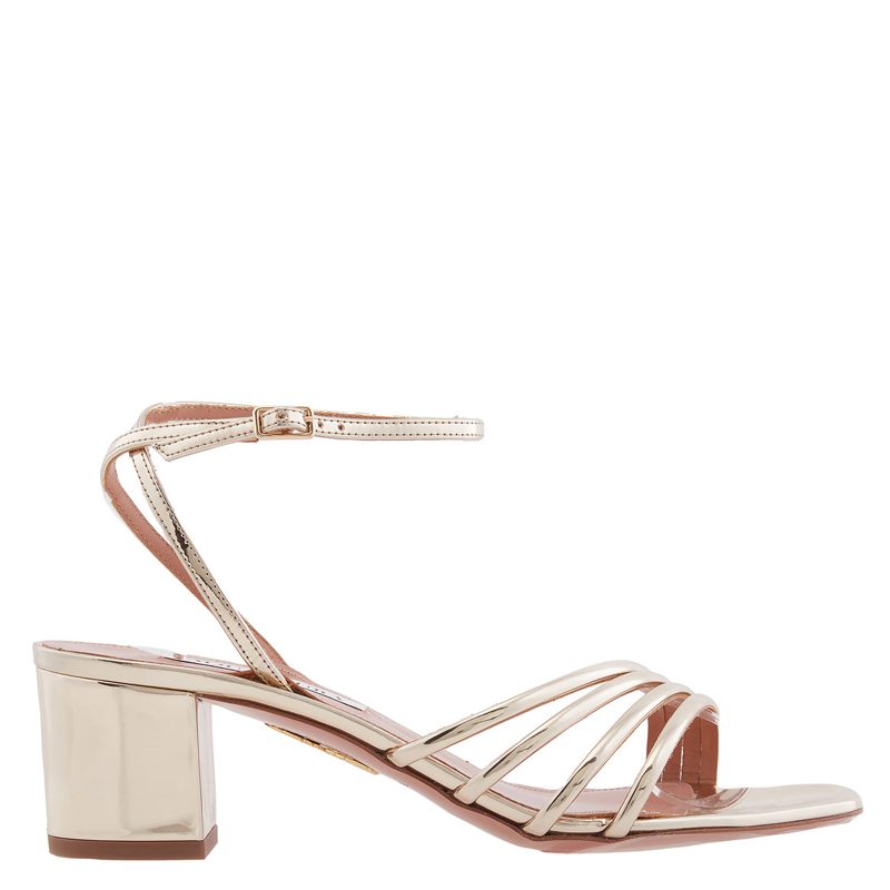 Aquazzura Latour 50 Metallic Leather Sandals