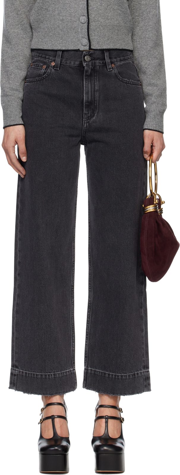 Chloe Black High-Rise Cropped Jeans 261338F069000