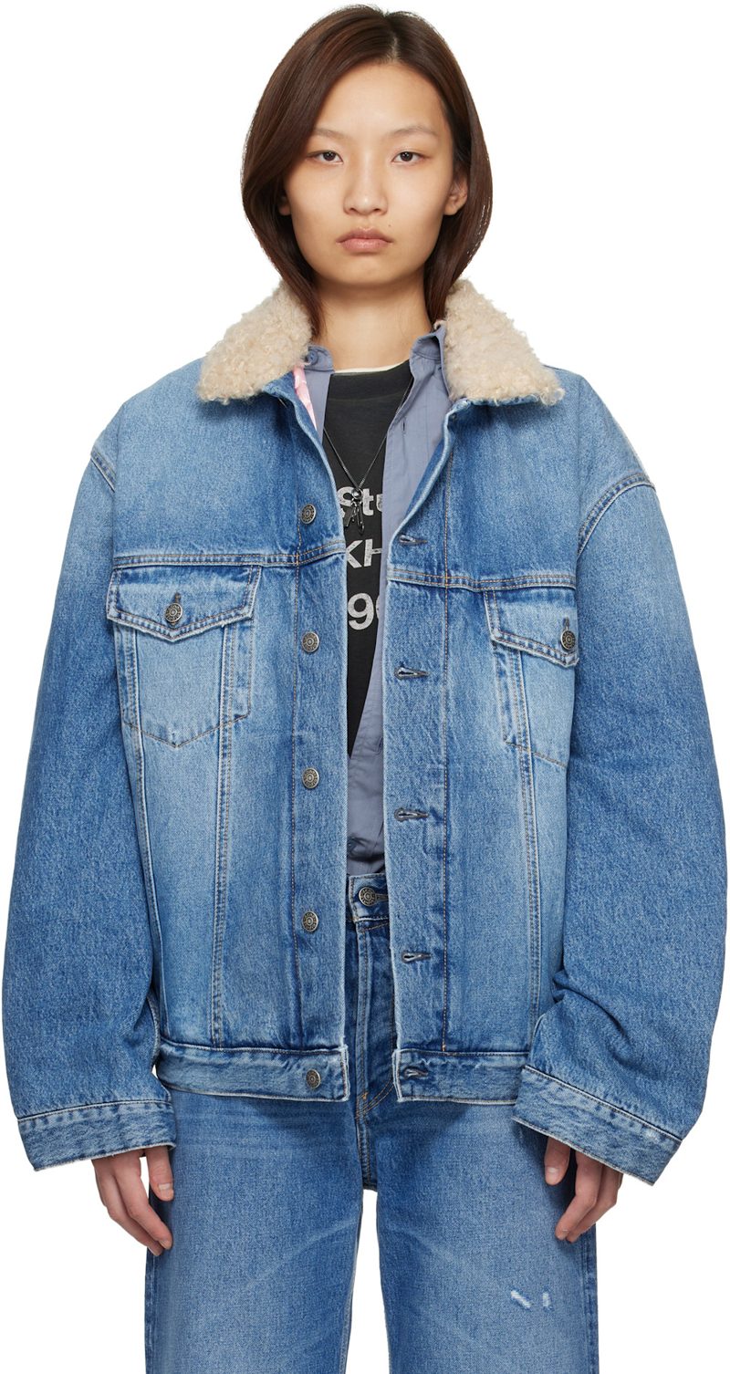 Blue Lined Denim Jacket 261129F060006