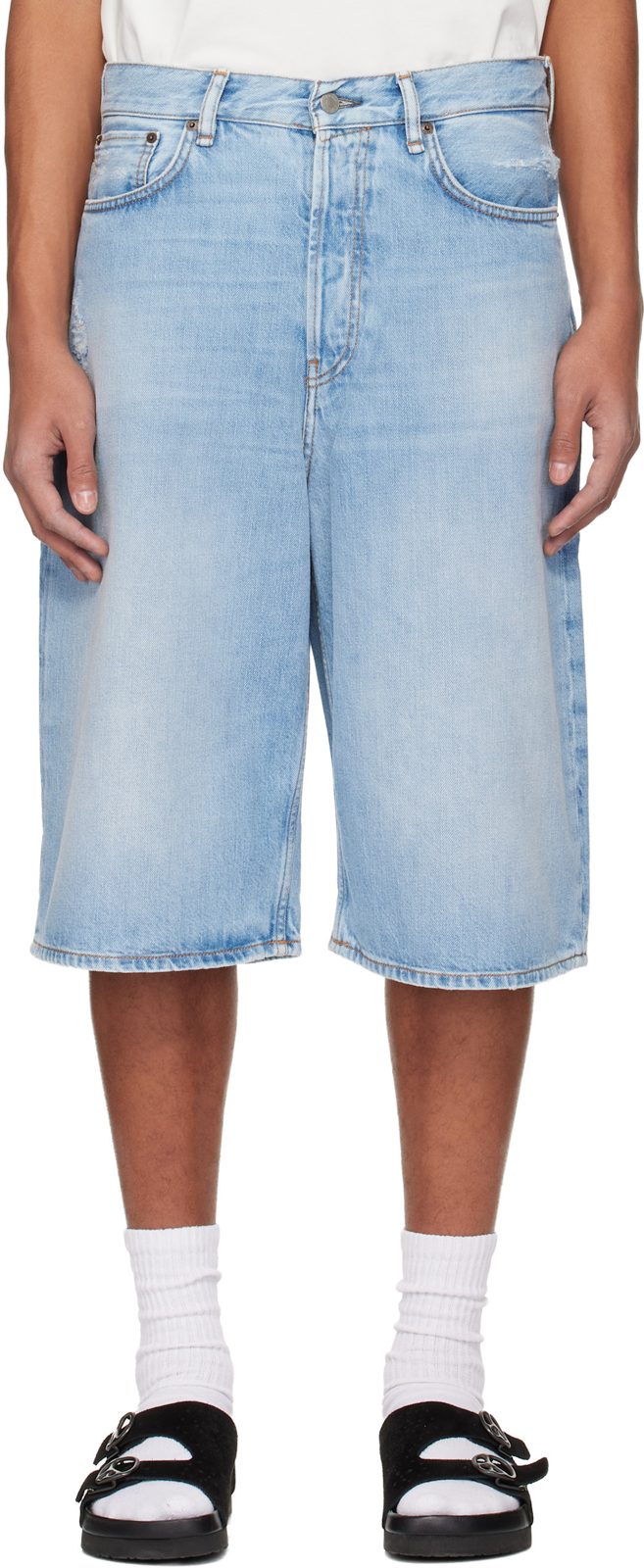Blue Loose Fit Denim Shorts 261129M193018