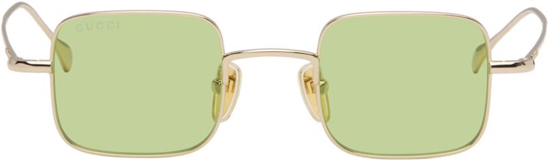 Gold Lettering Light Banana Sunglasses 261451M134000
