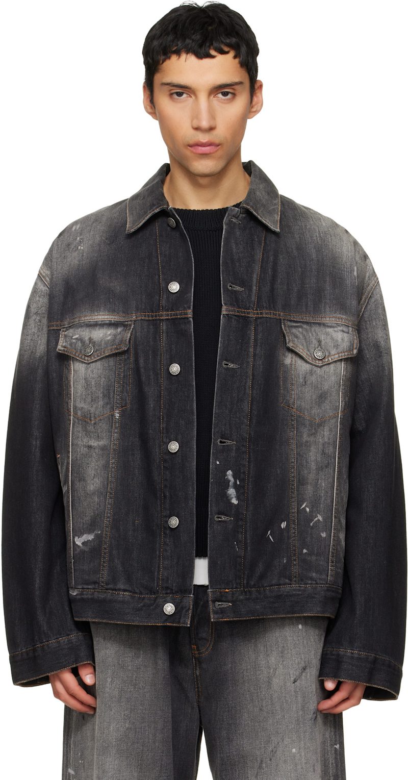 Black Faded Denim Jacket 261129M177002