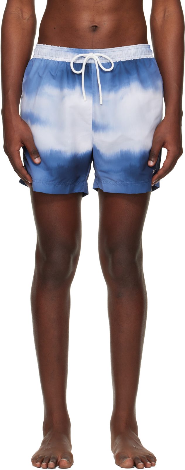 Blue Printed Swim Shorts 261085M208003