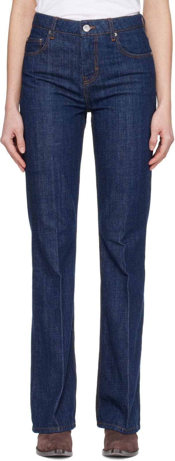 Navy Cotton Bootcut Fit Jeans 261482F069000