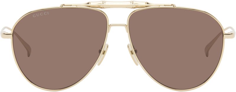 Gold Bamboo Metal Sunglasses 262451F005005