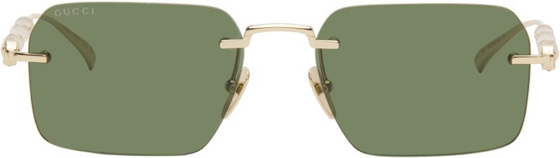 Gold Bamboo Metal Sunglasses 262451F005000