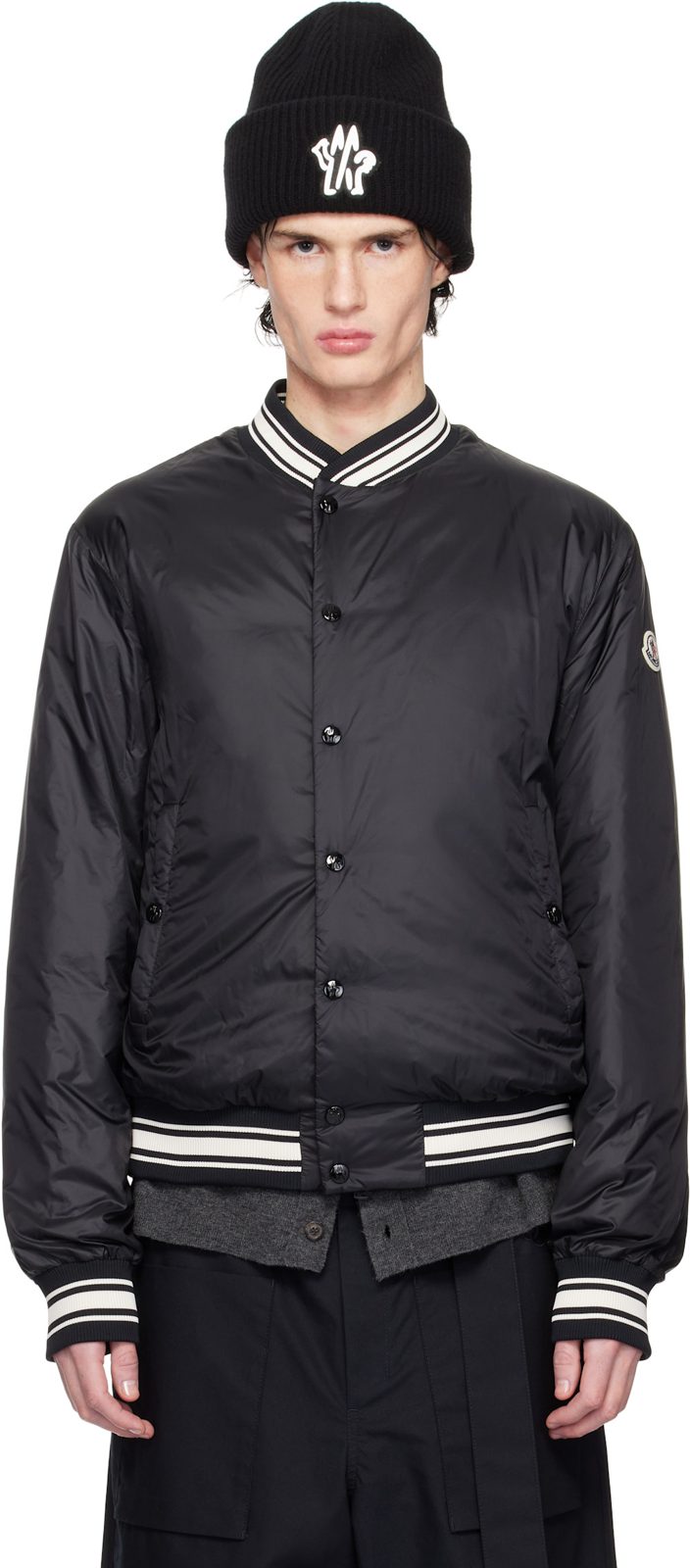 Black Bouchet Reversible Down Bomber Jacket 251111M175002