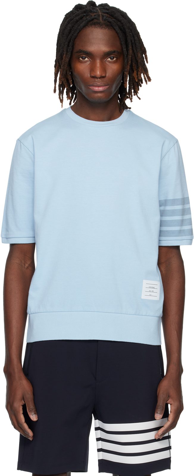 Blue Cotton Jersey 4-Bar T-shirt 261381M213020
