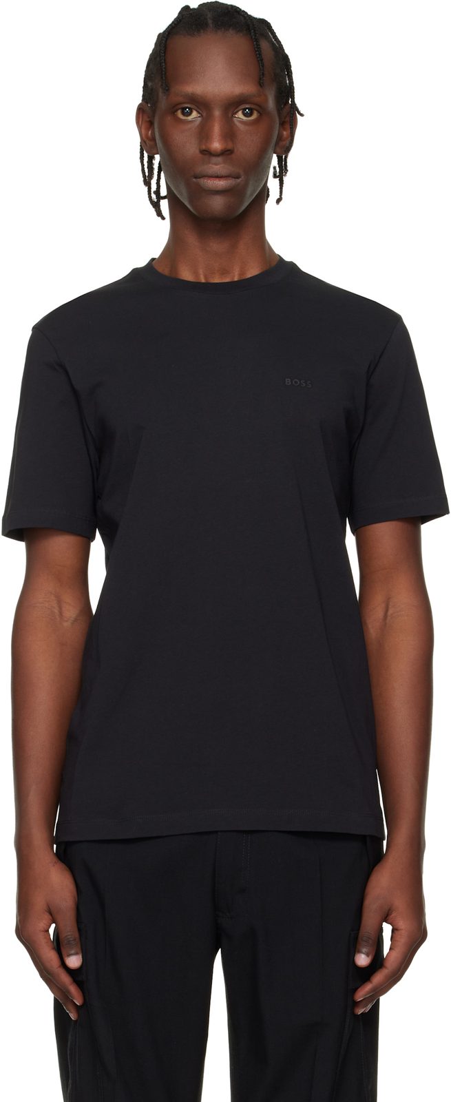 Black Logo Detail Cotton-Jersey T-shirt 261085M213017