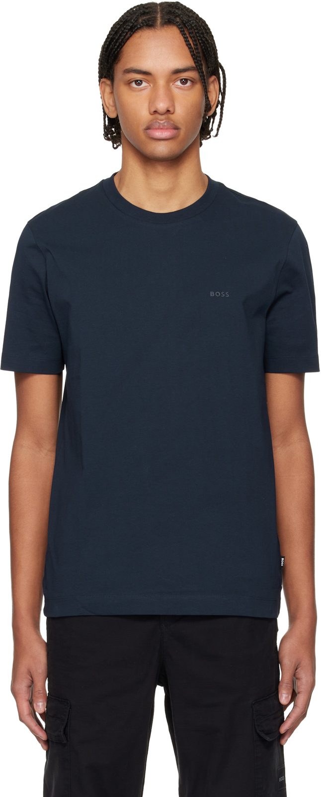Navy Logo Cotton Jersey T-shirt 261085M213015