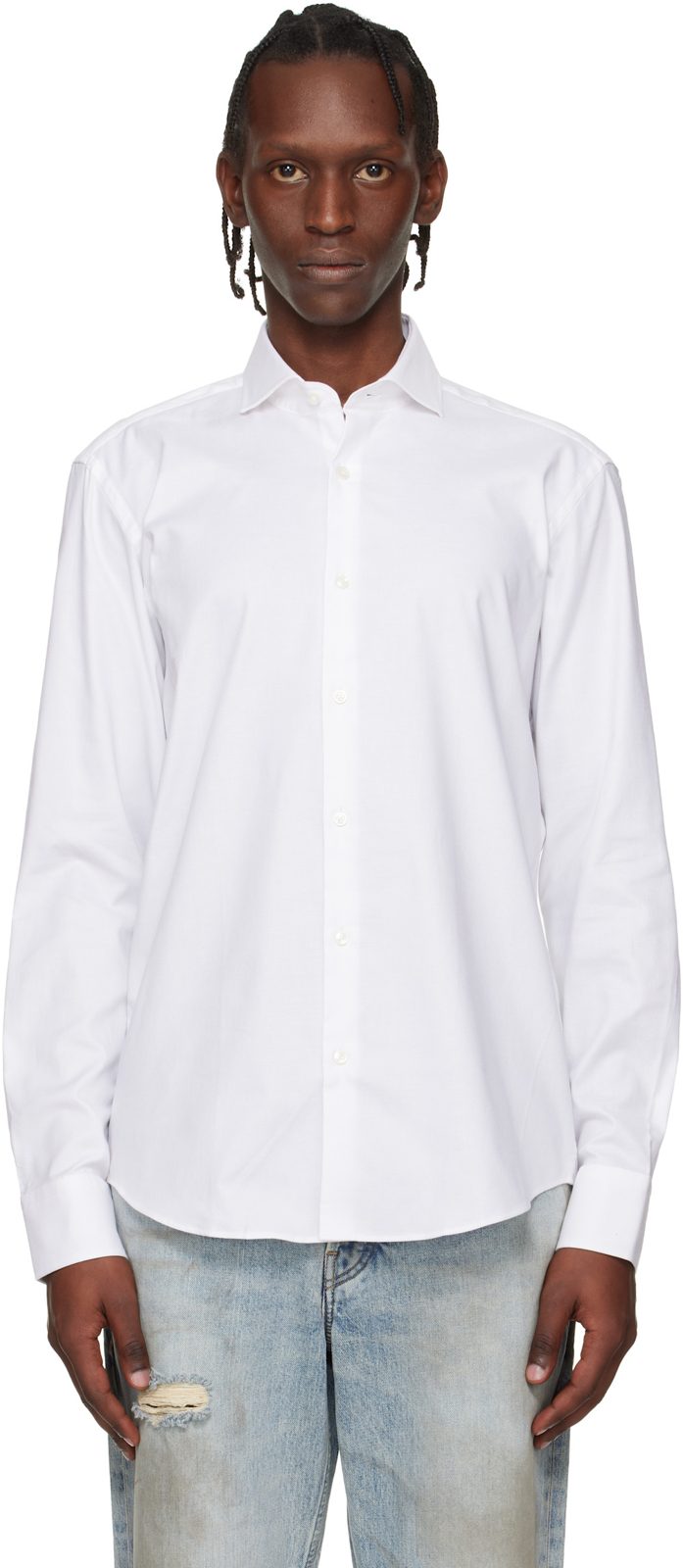 White Cotton Shirt 261085M192026