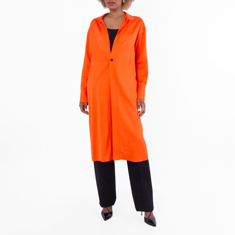 Stretch Viscose Minimalist Long Overcoat