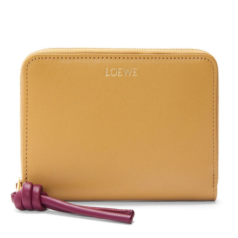 Knot Compact Zip Around Wallet - Sahara/Crimson