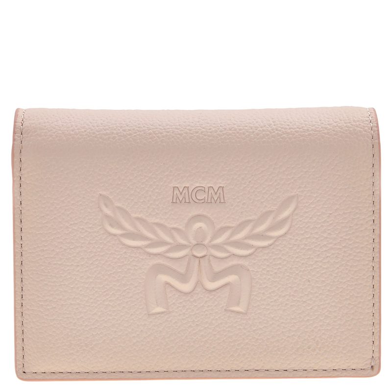 MCM EM[보스]ED Logo Leather Mini Himmel Snap Wallet