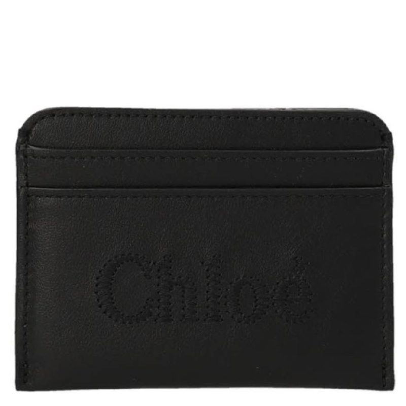 Chloe Embroidered Logo Sense Card Holder In Soft Leather