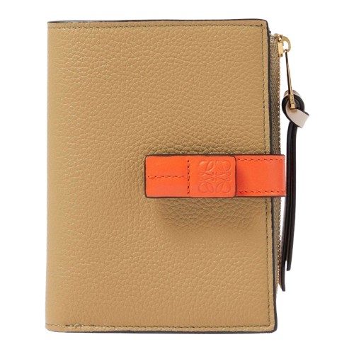 Slim Zip Bifold Compact Wallet - Clay Green/Vivid Orange