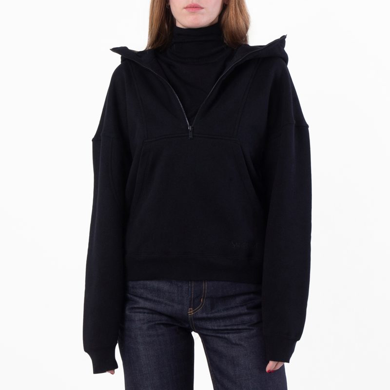 Womens Black Camionneur Trucker Fleece Hoodie