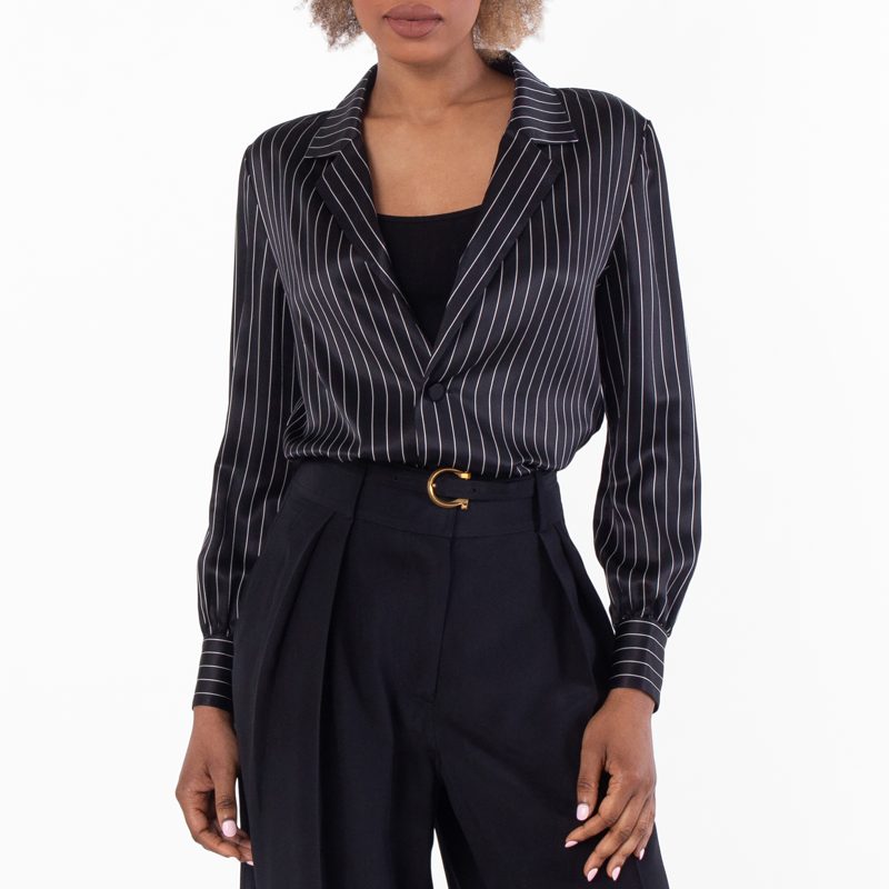 Striped Silk-Satin Shirt