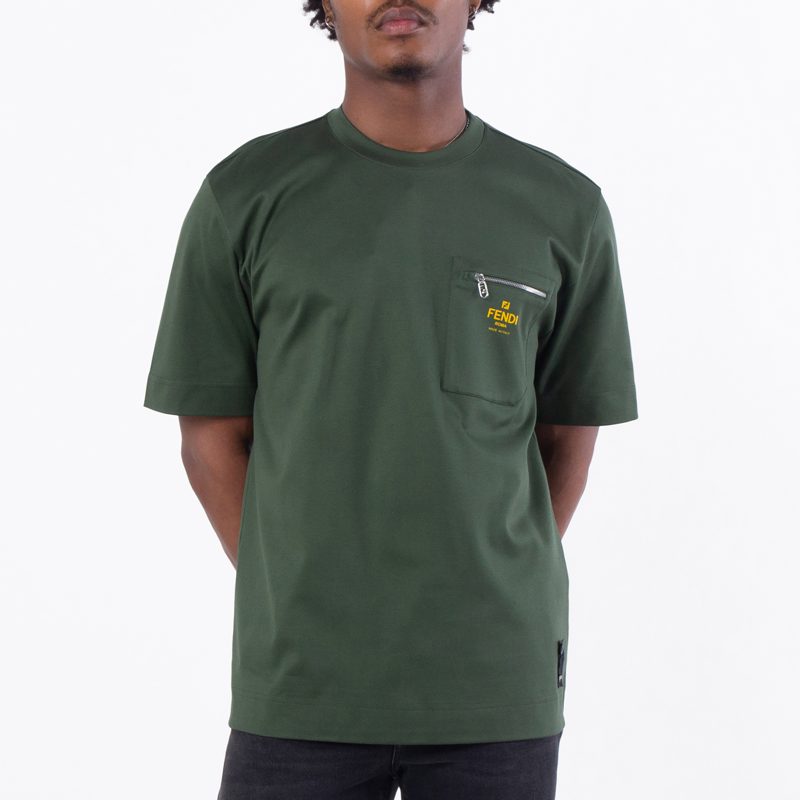 Mens Crewneck Cotton T-Shirt in Green