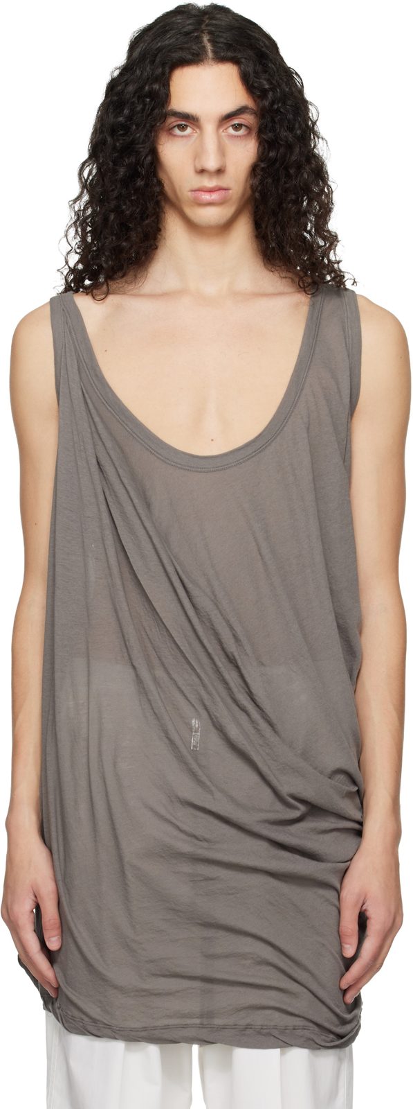Beige Temple Pony Tank Top 261232M214015