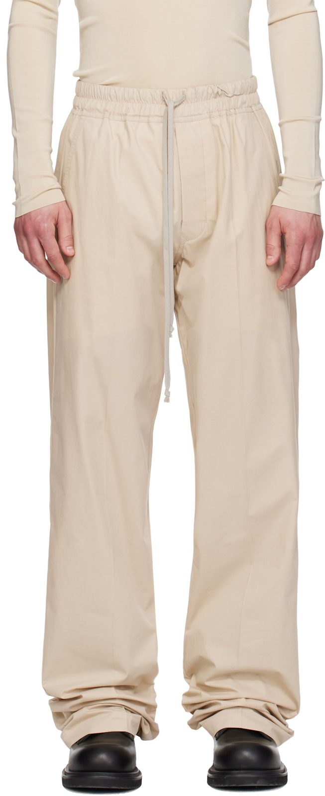 Beige Temple Dietrich Drawstring Trousers 261232M191027