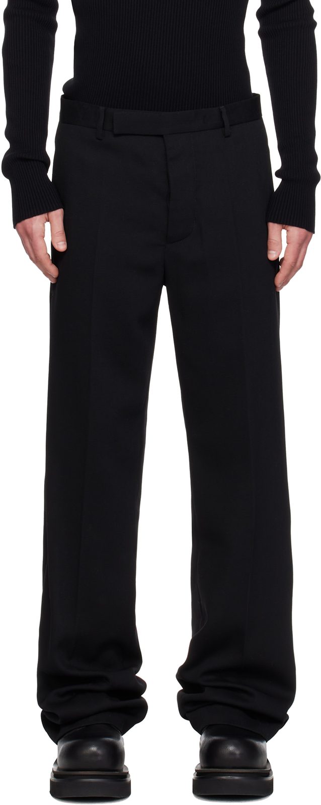 Black Temple Tailored Dietrich Trousers 261232M191002