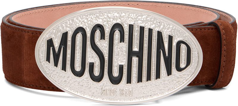 Moschino Brown Logo Hardware Belt 261720M131002