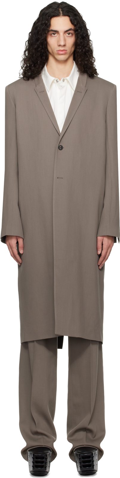 Gray Temple Twisted Wool Concordian Coat 261232M176007