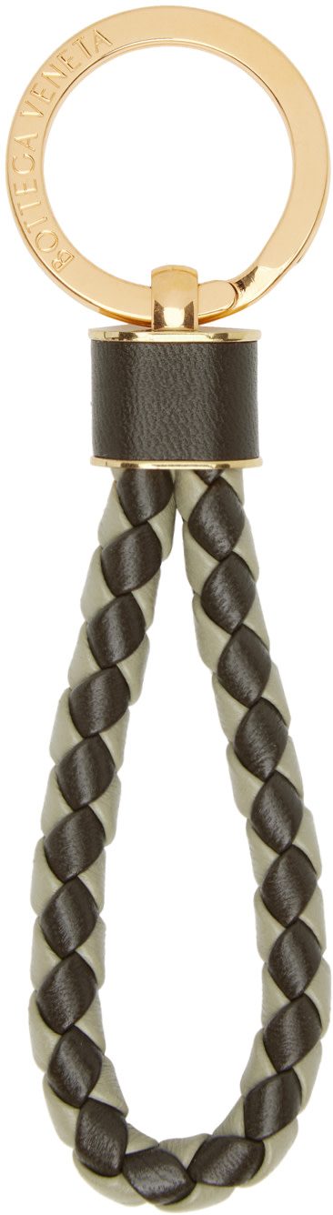 Khaki & Green Intreccio Keychain 242798F025002