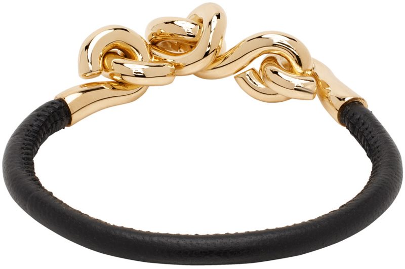 Black Loop Leather Bracelet 241798F020001